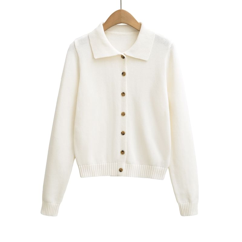 Collared Plain Cardigan