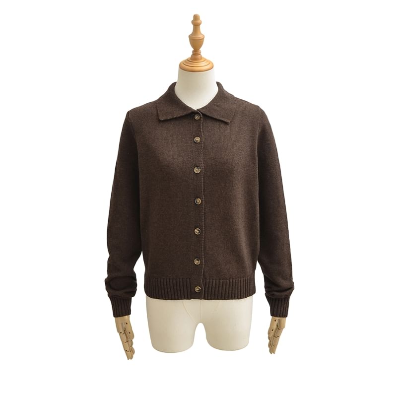 Collared Plain Cardigan