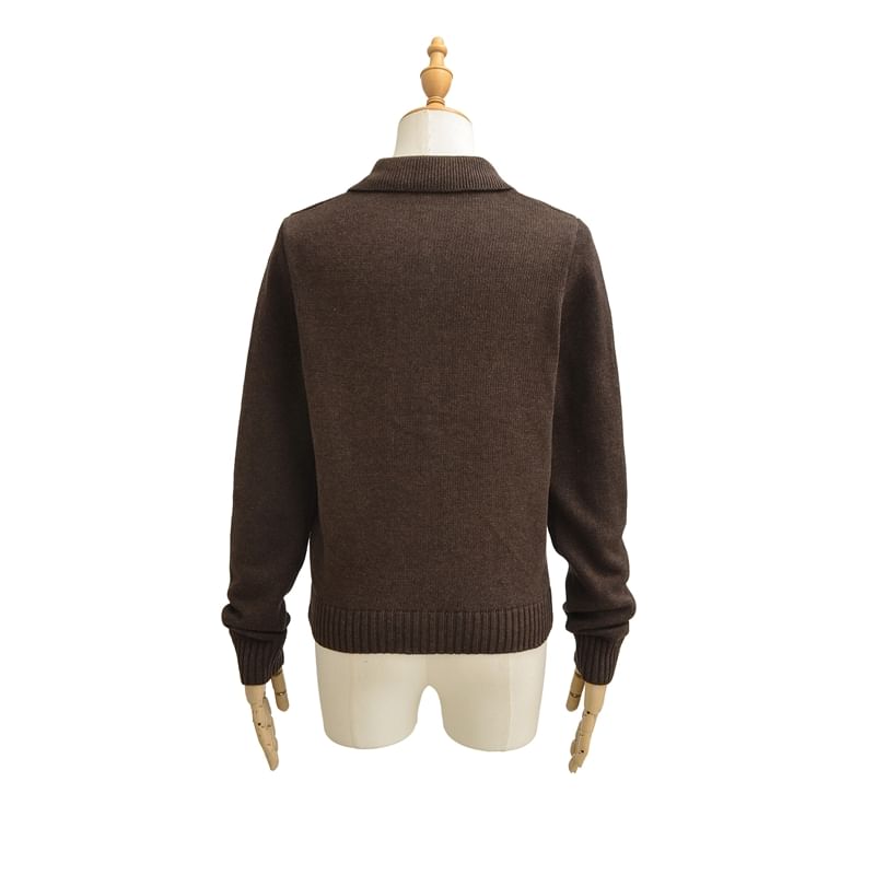 Collared Plain Cardigan