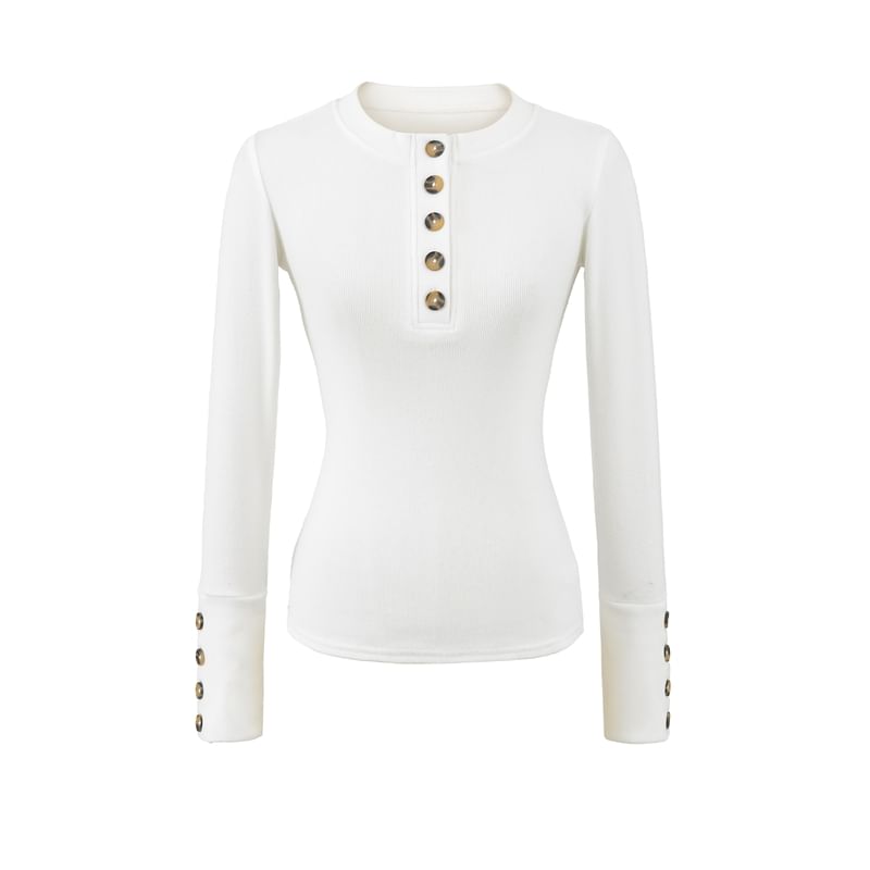 Henley Long-Sleeve Solid Top