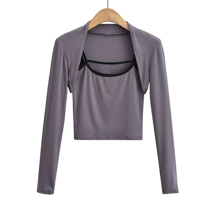 Contrast Trim Camisole with Bolero Set