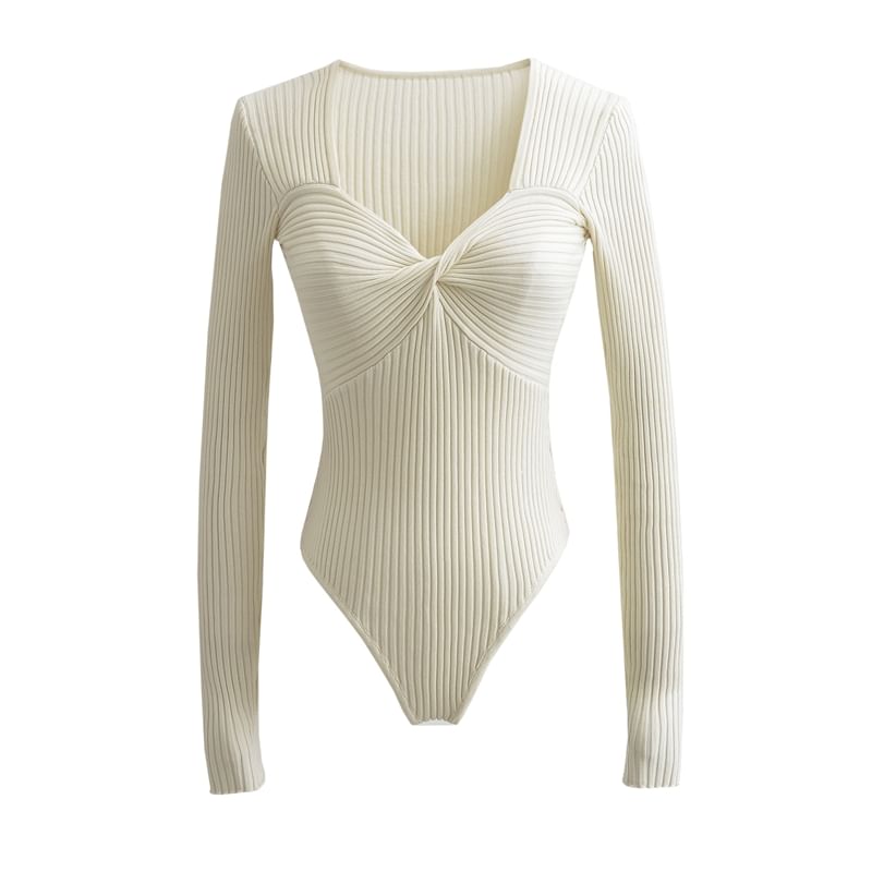 Sweetheart Neck Ribbed Knit Bodysuit