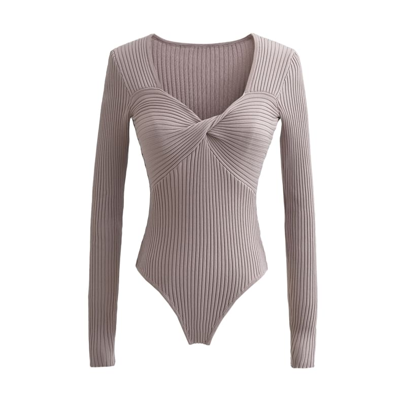 Sweetheart Neck Ribbed Knit Bodysuit