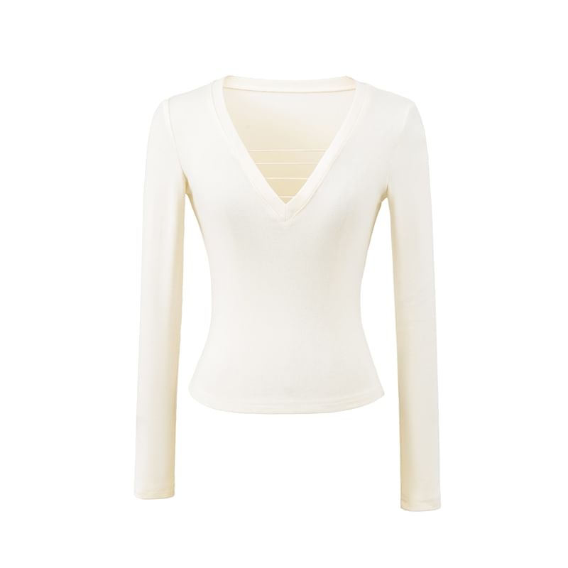 Strap Detail V-Neck Long-Sleeve Tee