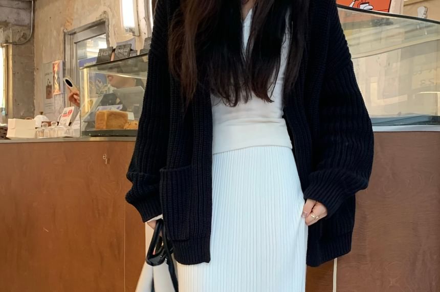 Ribbed Knit Maxi Mermaid Skirt High Waist