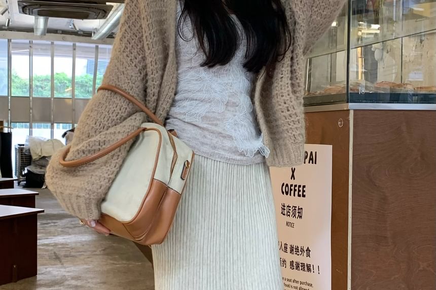 Ribbed Knit Maxi Mermaid Skirt High Waist