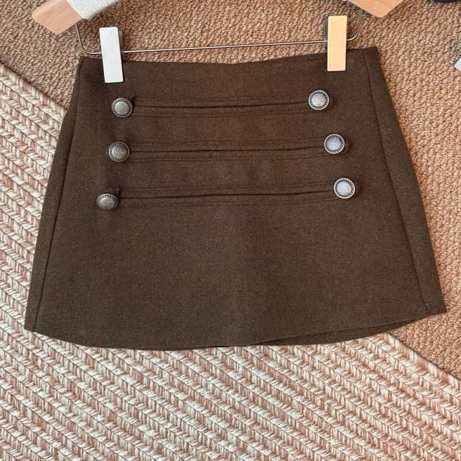 Double Breasted Mini Pencil Skirt High Waist