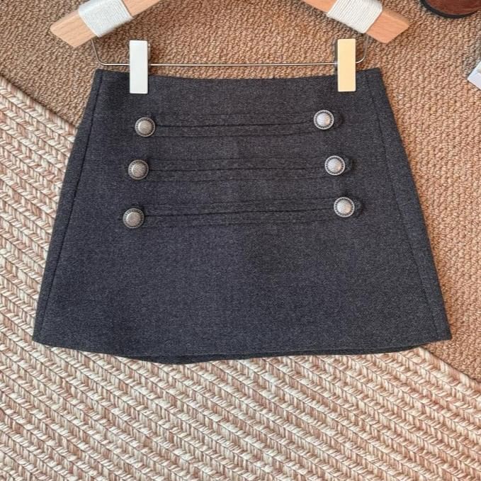 Double Breasted Mini Pencil Skirt High Waist