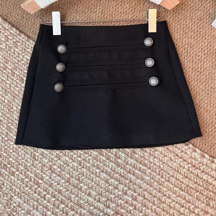 Double Breasted Mini Pencil Skirt High Waist
