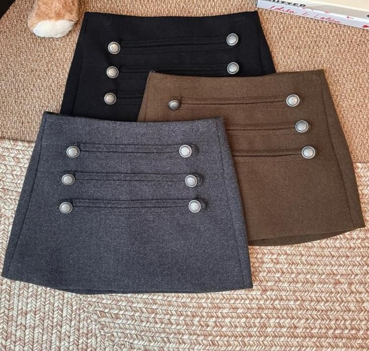 Double Breasted Mini Pencil Skirt High Waist