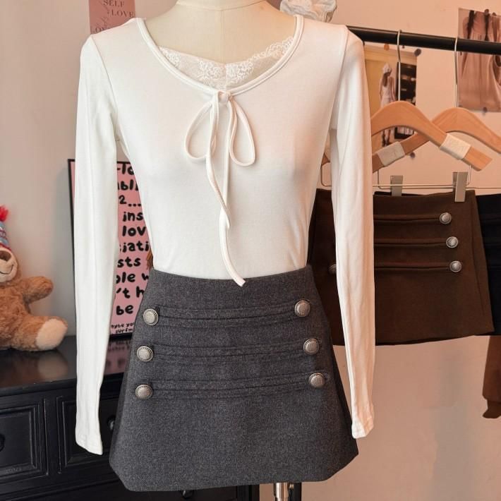 Double Breasted Mini Pencil Skirt High Waist
