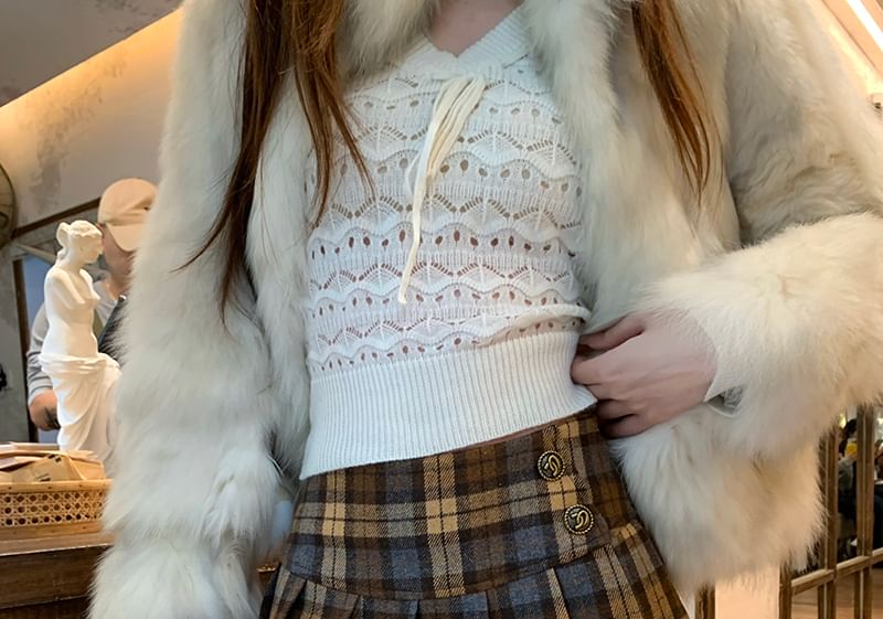 Plaid Pleated Mini A-Line Skirt Mid Waist