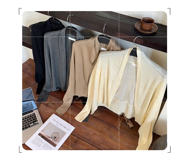 Plain Ribbed Open Front Cardigan