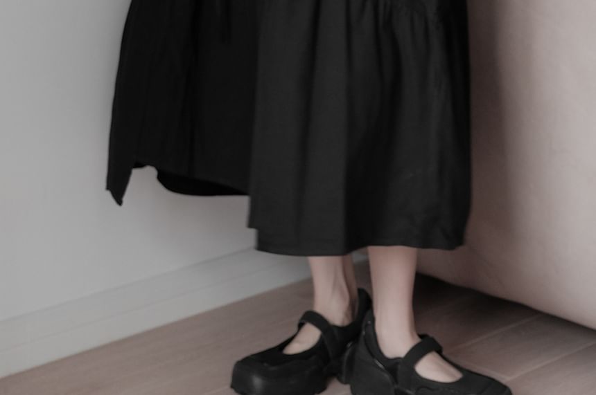 Ruched Asymmetrical Midi A-Line Skirt