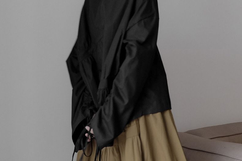 Ruched Asymmetrical Midi A-Line Skirt