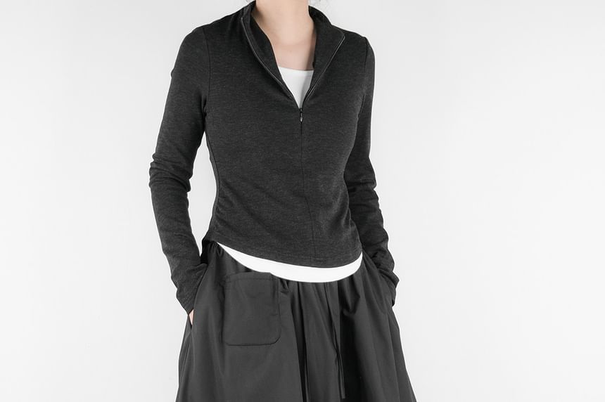 Solid Midi A-Line Skirt with High Waist