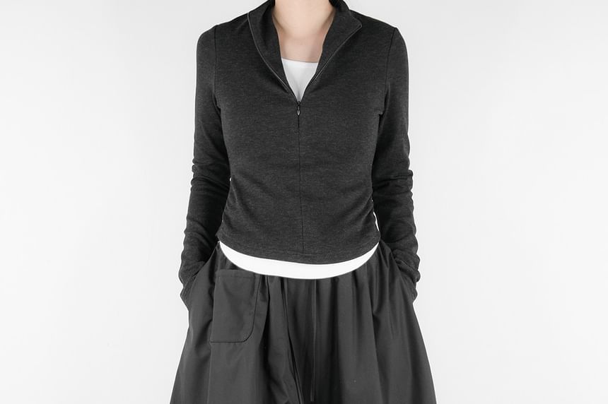 Solid Midi A-Line Skirt with High Waist