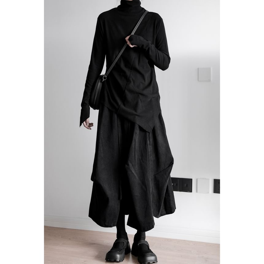 Asymmetrical Maxi A-Line Skirt High Waist