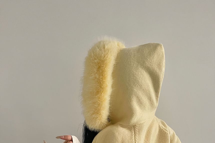 Faux Fur Zip-Up Plain Cardigan