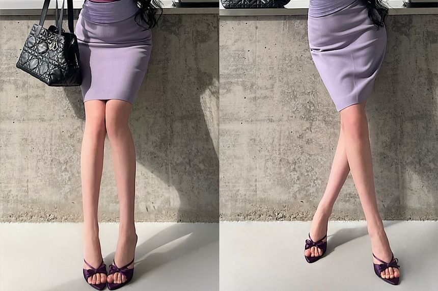 Solid High-Waist Pencil Skirt