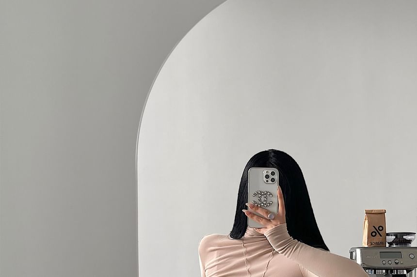 Solid High-Waist Pencil Skirt