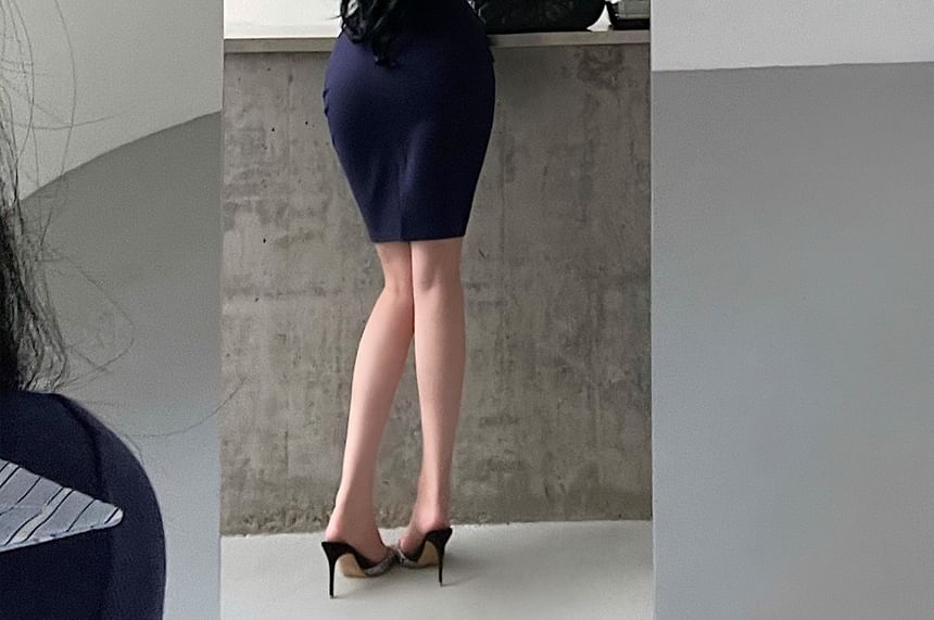 Plain High-Waist Pencil Skirt with Multiple Patterns