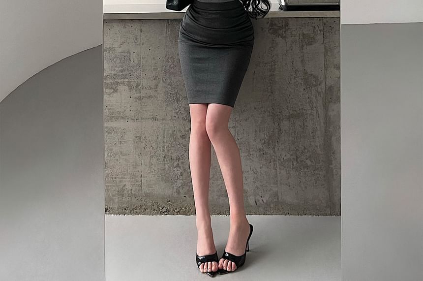 Plain High-Waist Pencil Skirt with Multiple Patterns