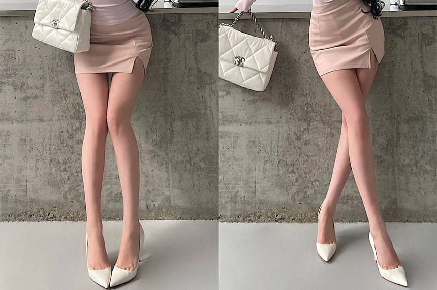 Solid Mini Pencil Skirt High Waist