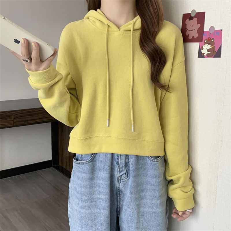Cropped Solid Fleece Sweatshirt