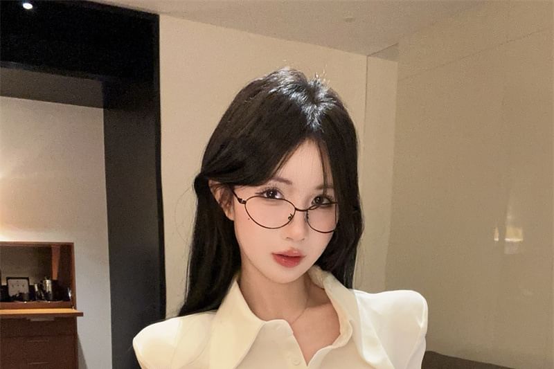 Button-Front Collared Long-Sleeve Jersey Shirt