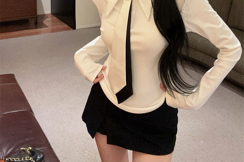 Button-Front Collared Long-Sleeve Jersey Shirt