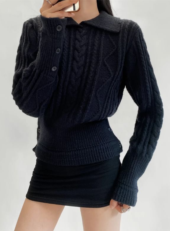 Cable Knit Collared Sweater