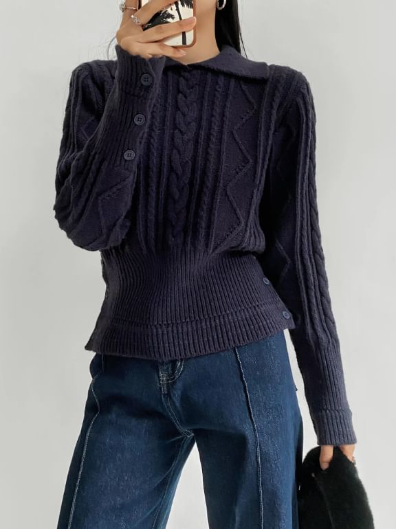 Cable Knit Collared Sweater