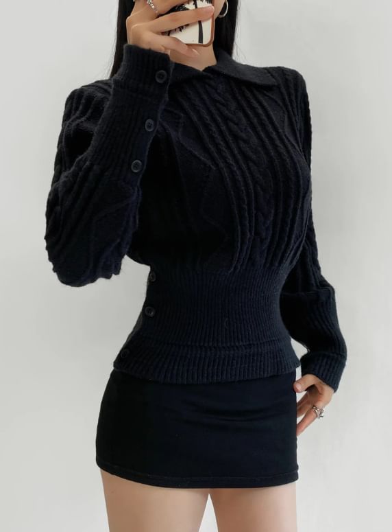 Cable Knit Collared Sweater