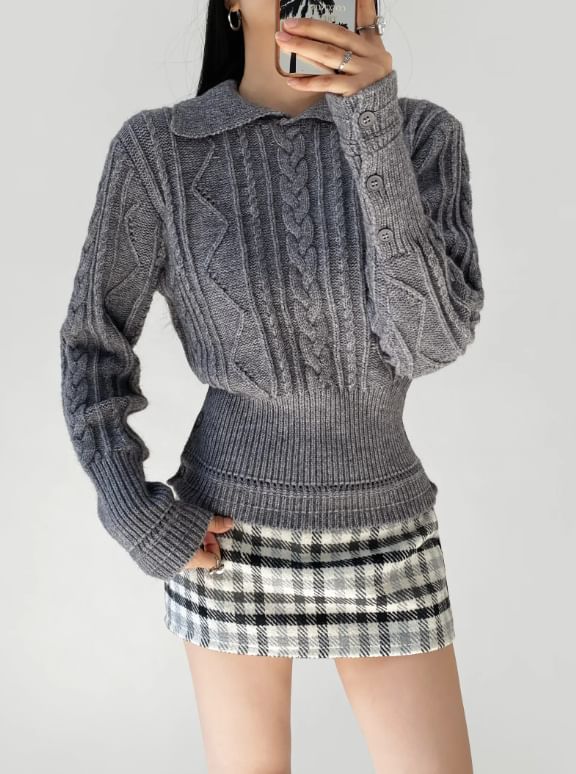 Cable Knit Collared Sweater