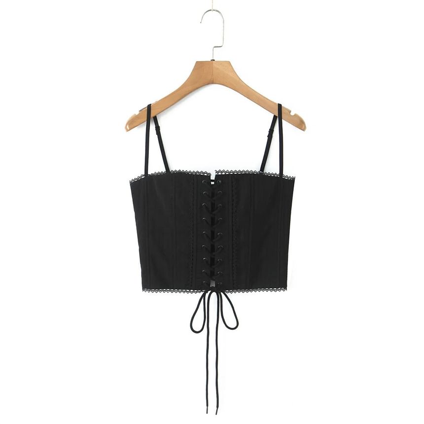 Lace-Up Spaghetti Strap Bustier Crop