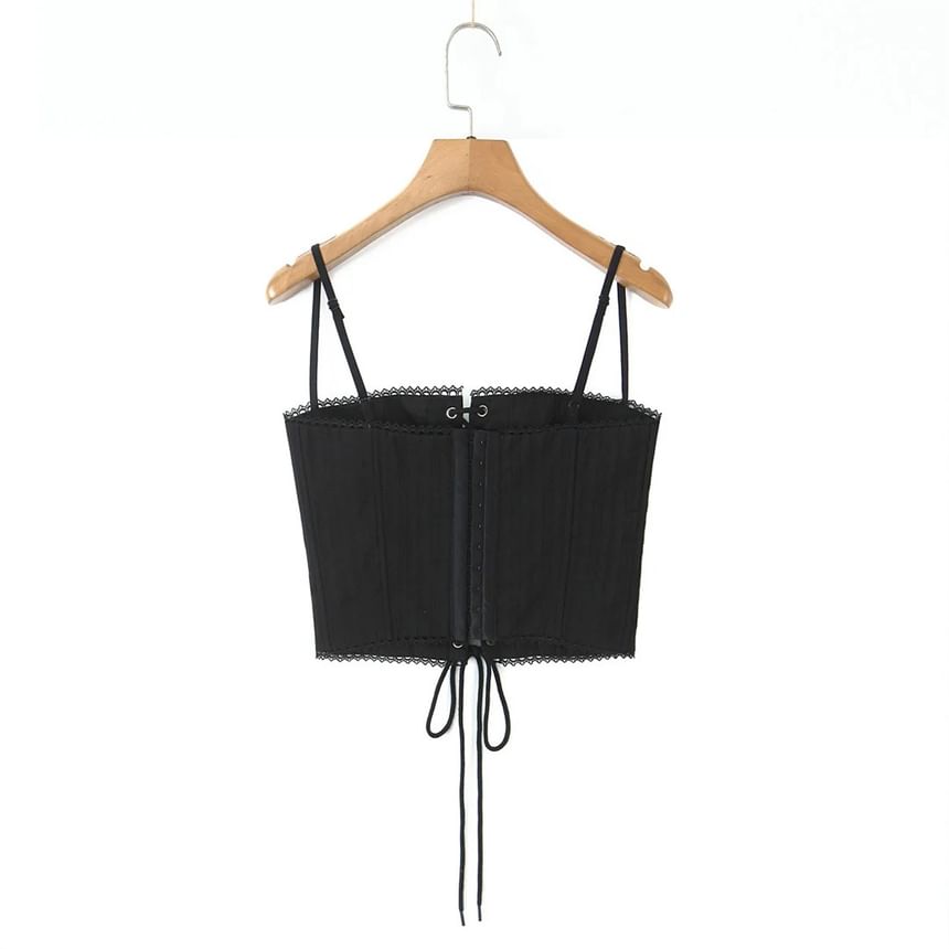 Lace-Up Spaghetti Strap Bustier Crop