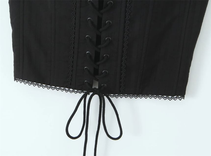 Lace-Up Spaghetti Strap Bustier Crop