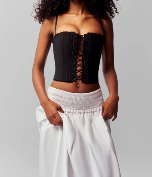 Lace-Up Spaghetti Strap Bustier Crop