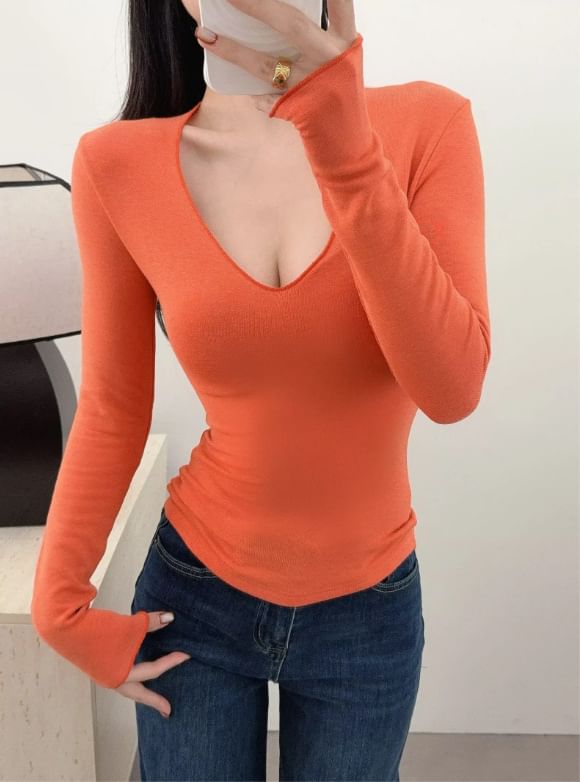 Classic V-Neck Long-Sleeve Tee