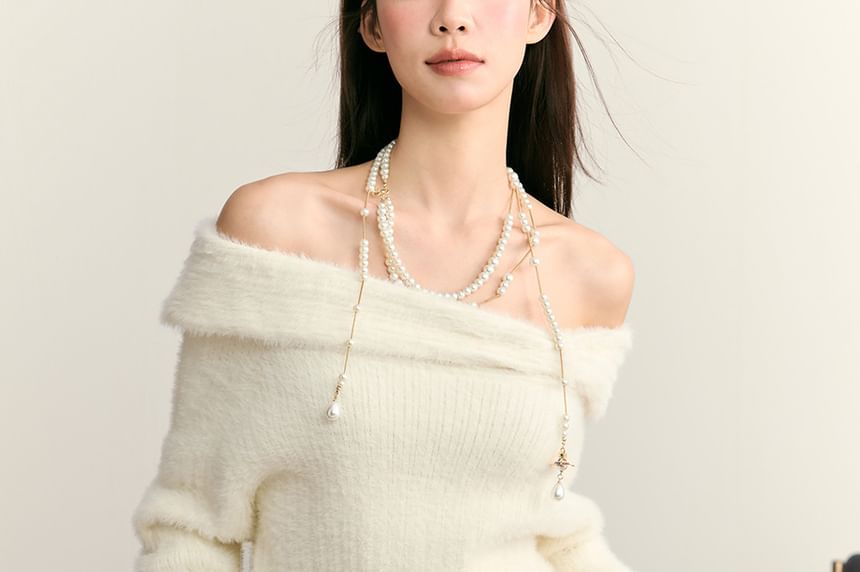 Bare Shoulder Knit Sweater