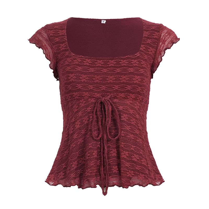 Scoop-Neck Lace Tie-Waist Slim-Fit Tank