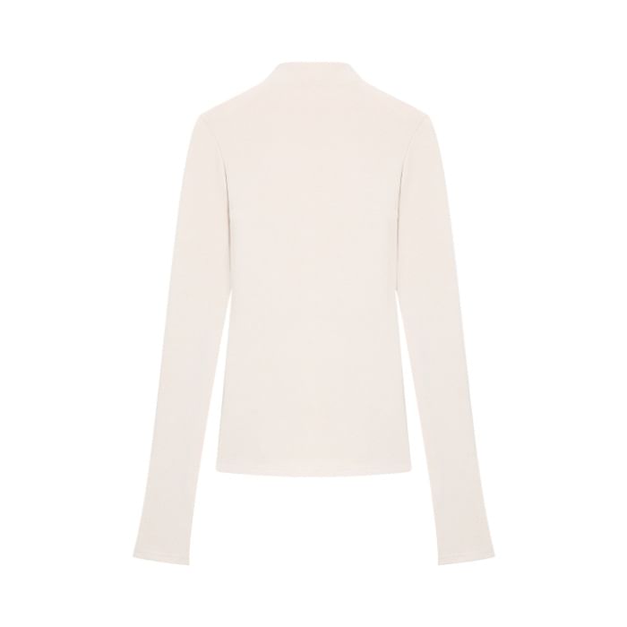 Mock-Neck Slim-Fit Long-Sleeve Solid Tee