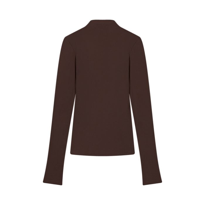 Mock-Neck Slim-Fit Long-Sleeve Solid Tee