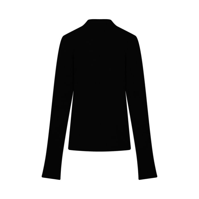 Mock-Neck Slim-Fit Long-Sleeve Solid Tee