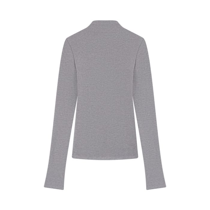 Mock-Neck Slim-Fit Long-Sleeve Solid Tee