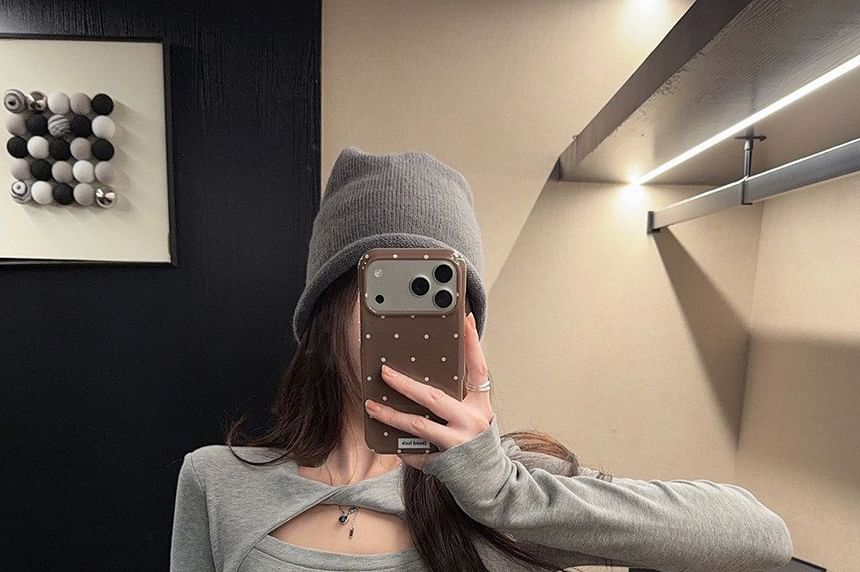 Twisted Cutout Crew-Neck Slim-Fit Long-Sleeve Tee