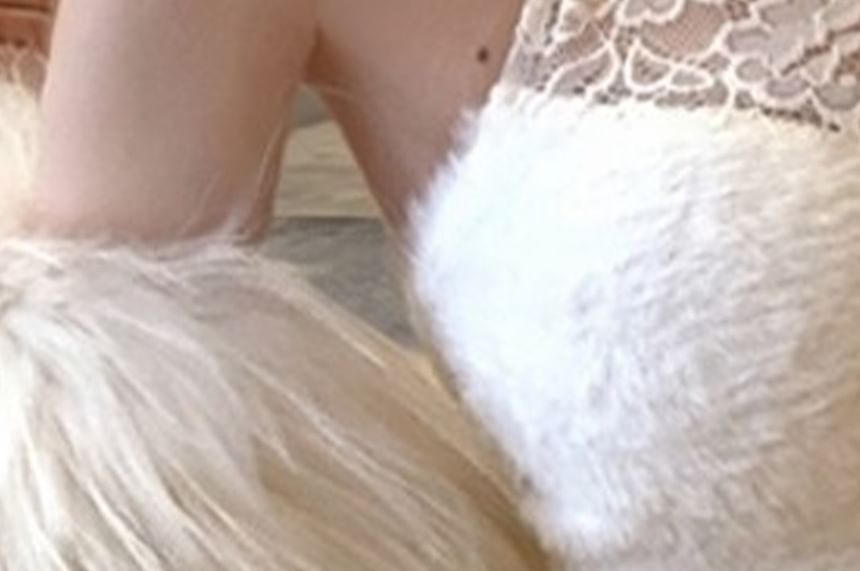 Fluffy Crop Top with Halter Neck and Lace Trim
