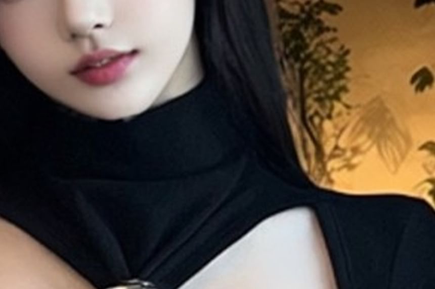 Metal Accent Turtleneck Top with Cutout Detail
