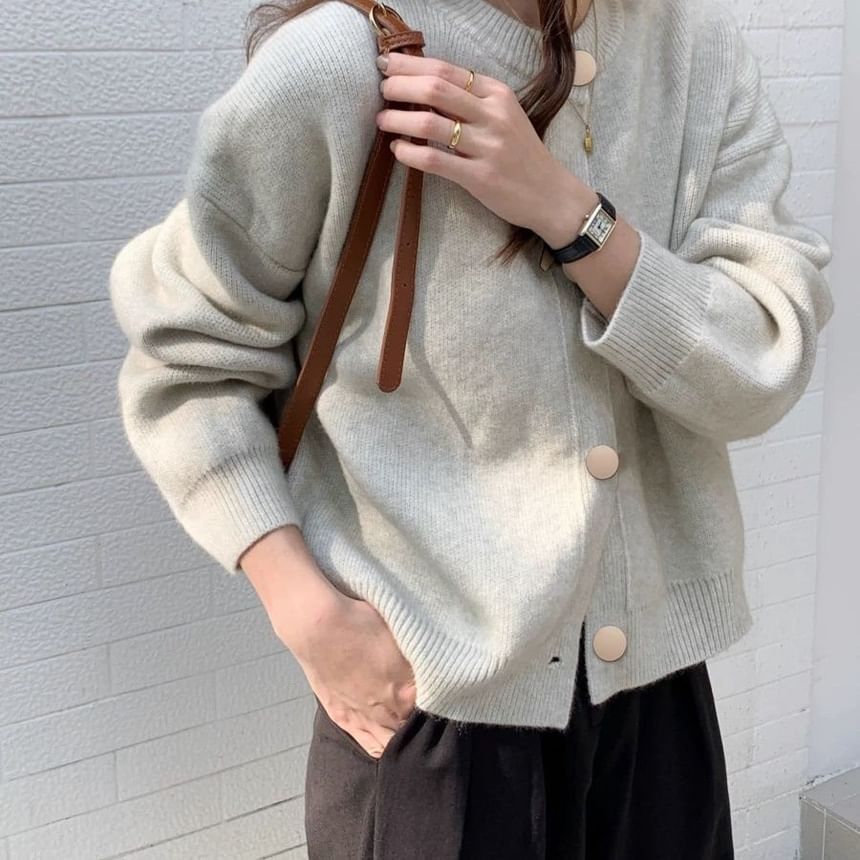 Button-Up Plain Cardigan